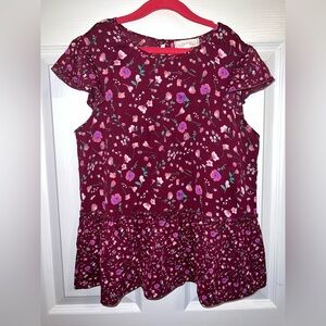 Girl’s XL Floral Flutter Sleeve Top